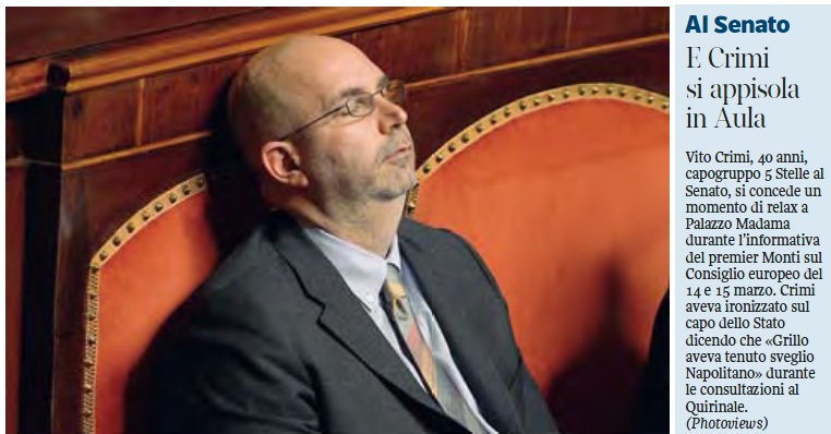 Vito Crimi: il grillino che si addormenta in aula al Senato