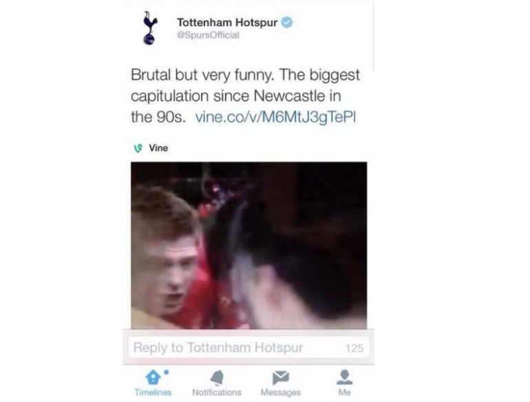 Il Tottenham sfotte il “suicidio” del Liverpool su Twitter