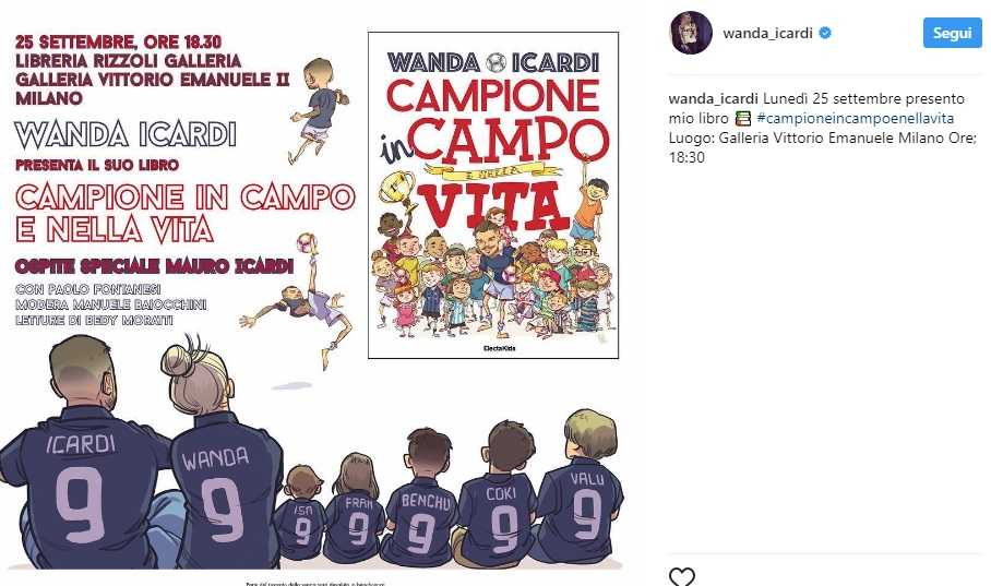 Wanda Nara presenta il suo primo libro: «Campione in campo e nella vita»