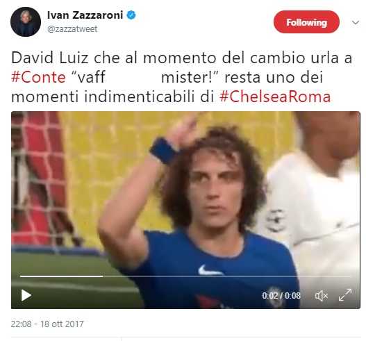 David Luiz e il vaffa contro Antonio Conte al momento della sostituzione | VIDEO