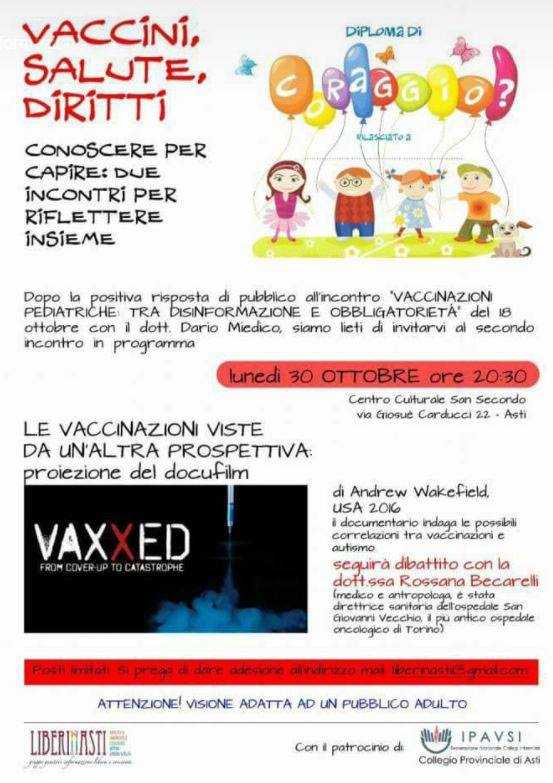 Vaxxed proiettato ad Asti con il patrocinio IPAVSI? «Sconcertati, noi raggirati»