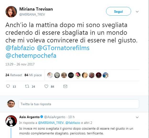 Miriana Trevisan attacca la difesa di Giuseppe Tornatore a Che tempo che fa