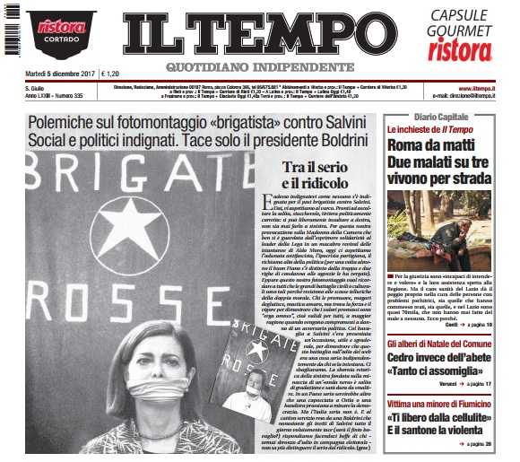 Il Tempo come gli hater: in prima pagina una foto di Laura Boldrini imbavagliata
