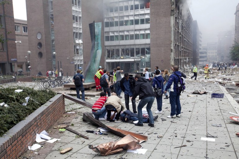 L'attentato nel centro di Oslo  (Photo credit HOLM MORTEN/AFP/Getty Images)