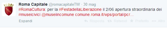 roma tweet liberazione 2 giugno