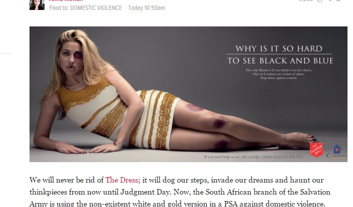 Dressgate: il vestito bianco o blu diventa uno spot contro la violenza sulle donne