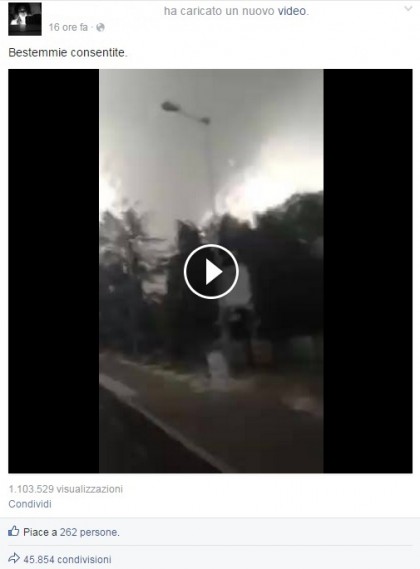 Video Veneto facebook tornado