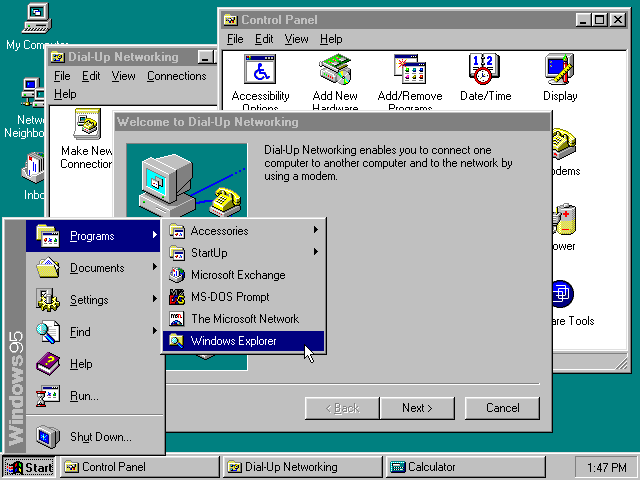 Il layout di Windows 95