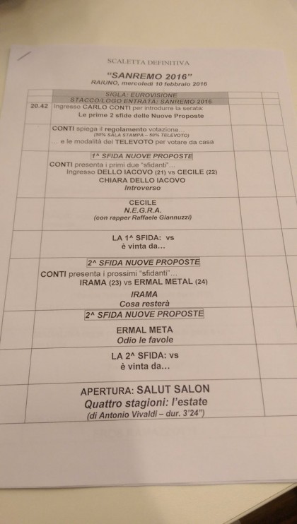 Seconda serata Sanremo 2016